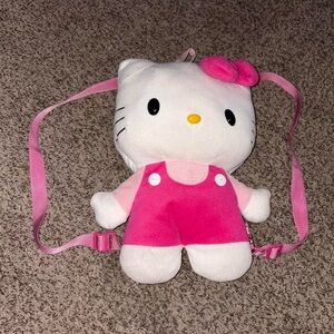 Plush Hello Kitty pink and white adjustable strap backpack (broken zipper)